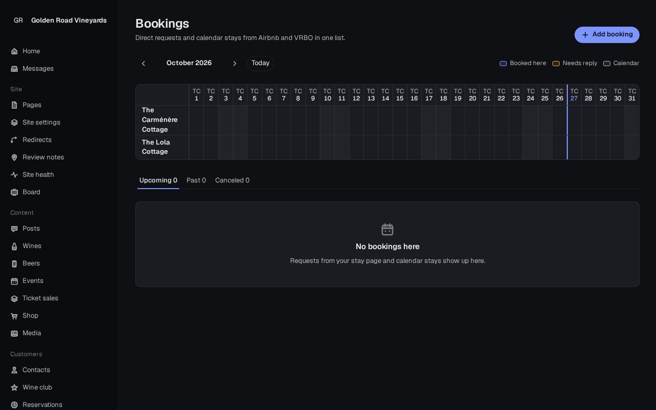 Bookings month calendar per unit