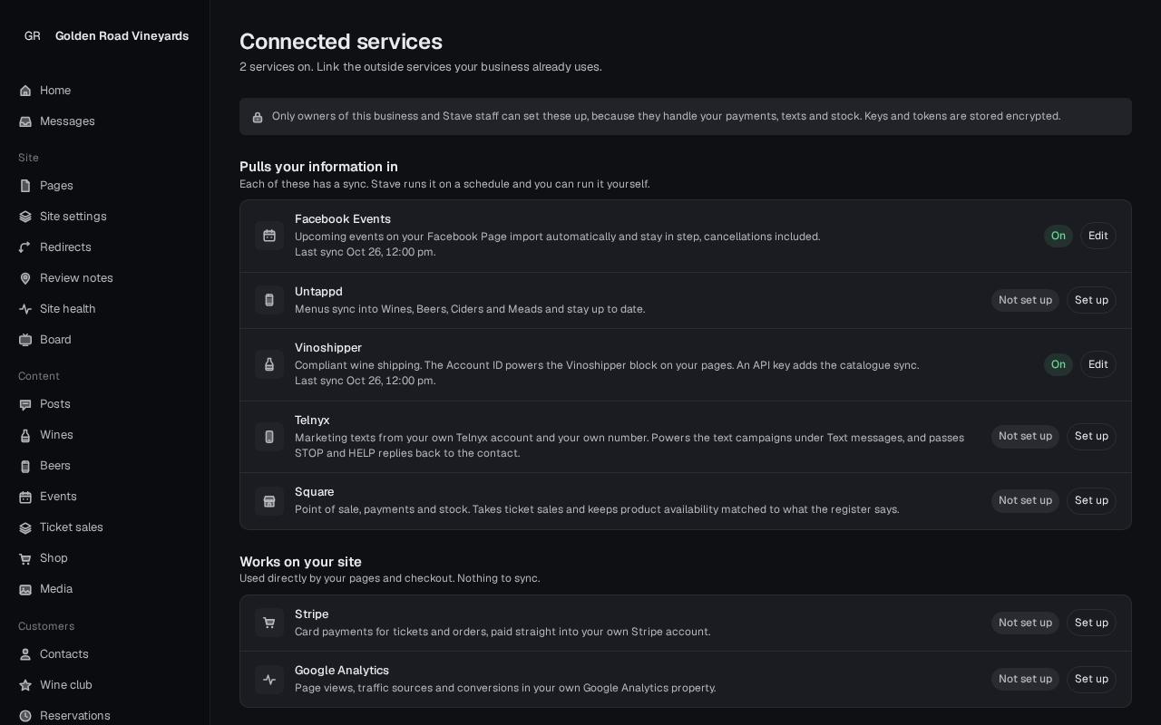 Connected services grouped by what they do