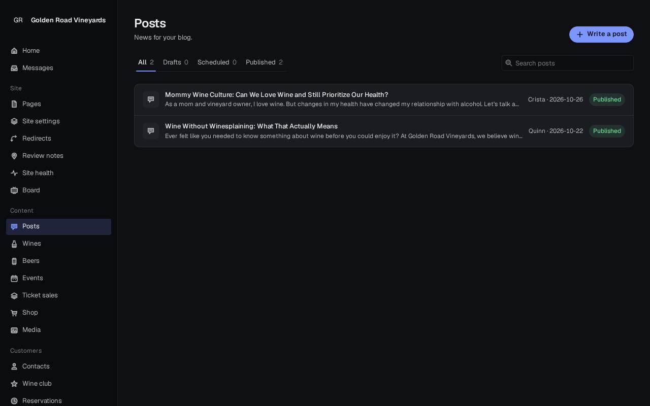 Posts list