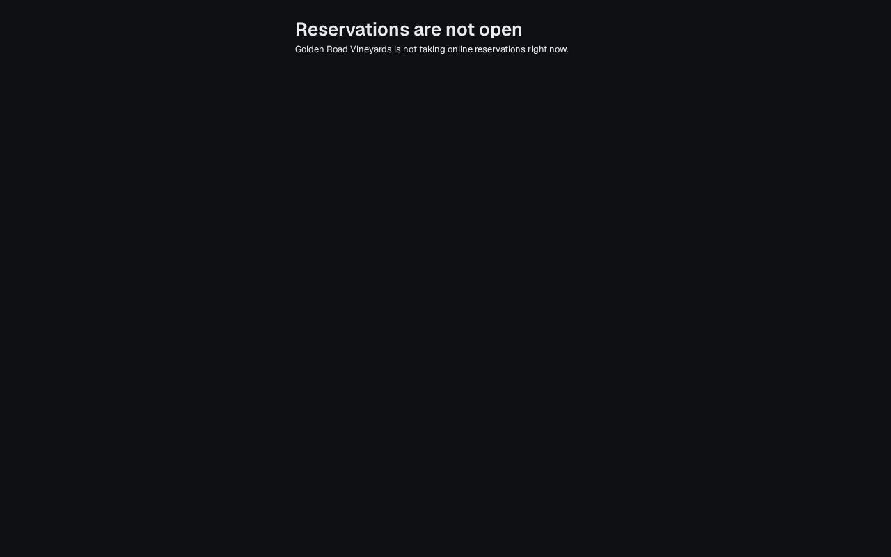 Reservations page saying reservations are not open
