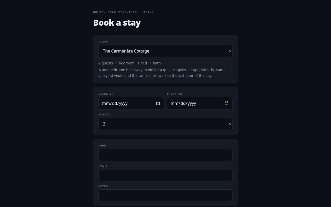 Guest stay request page