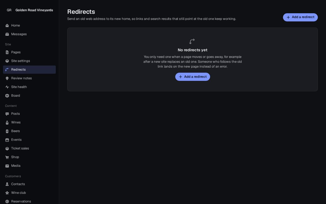 Redirects screen, empty