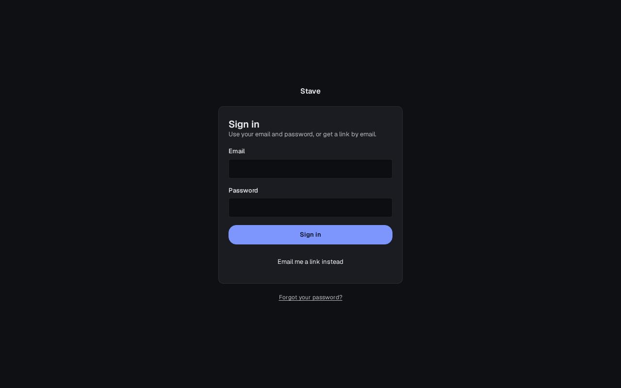 Sign-in form with email, password and an email-a-link option